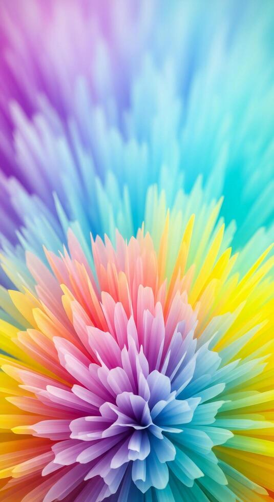 Abstract explosion of vibrant rainbow colored petals creating a dynamic radial pattern photo