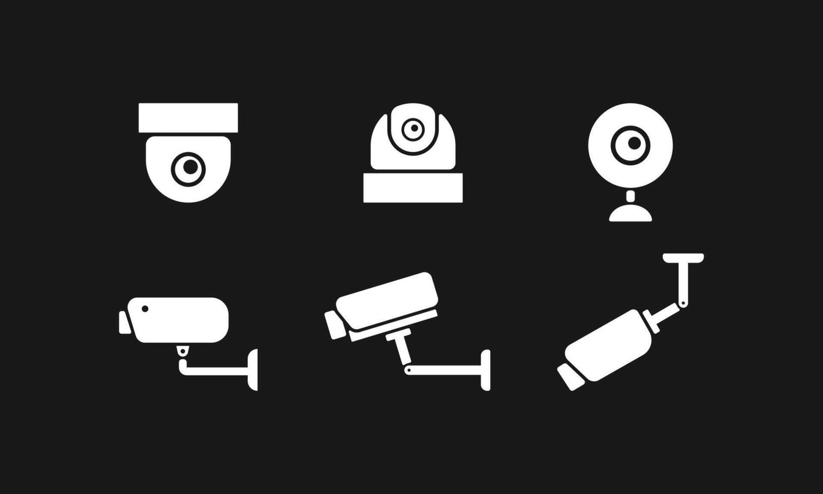 A set of clean, minimalist CCTV camera icons for your security, surveillance, and safety-related projects. Easy to scale and customize vector