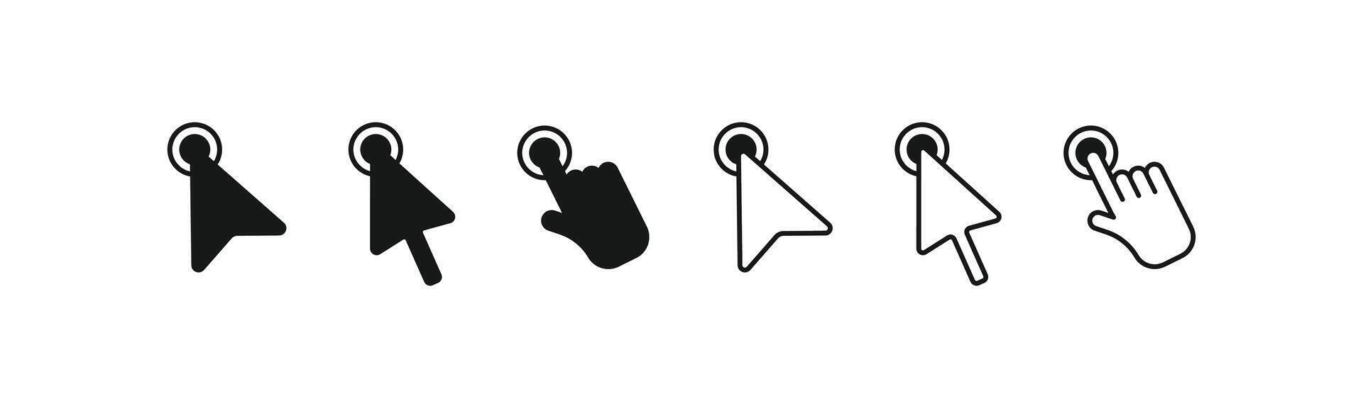 A collection of mouse cursor and pointer icons. This simple and modern graphic set is perfect for website navigation, user interface design, and application development projects vector