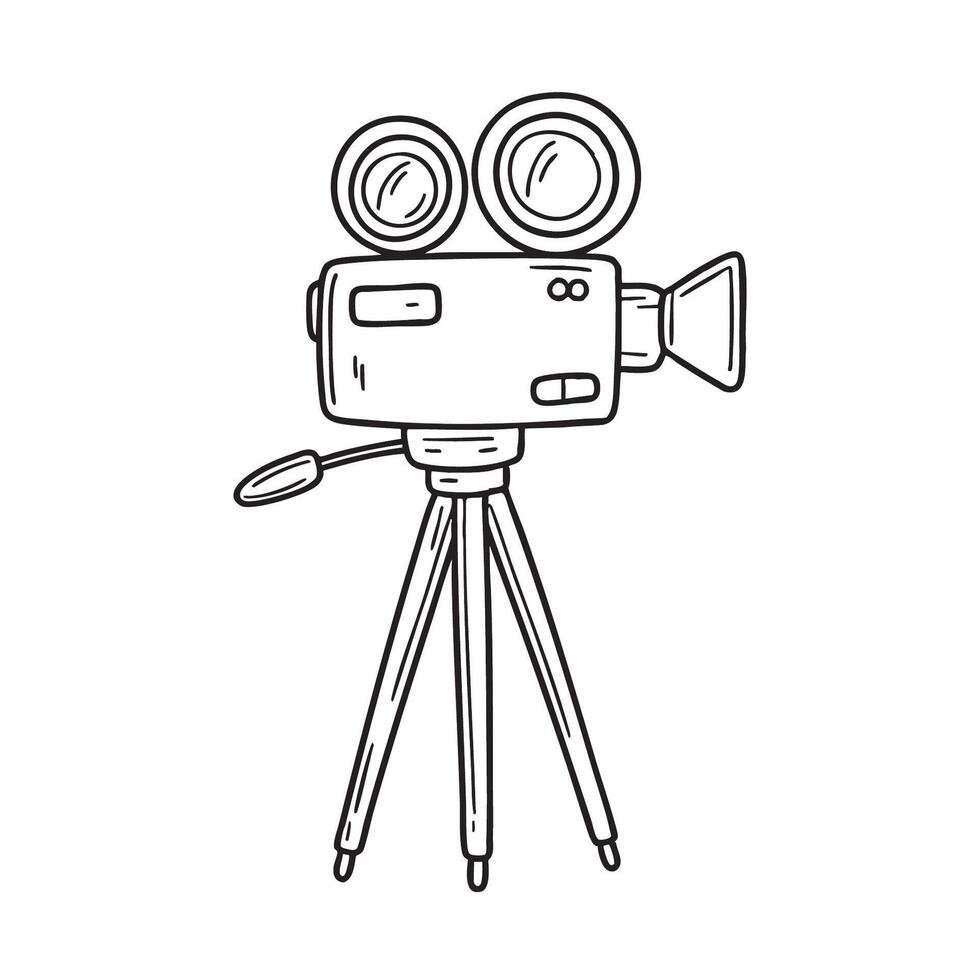 An illustration of camera mounted on a tripod vector