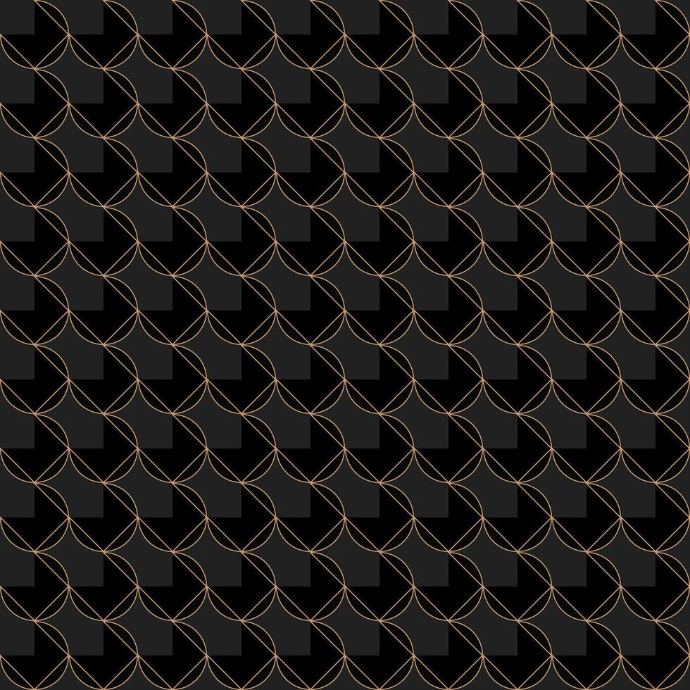 Elegant geometric pattern with a seamless texture. The repeating grid background uses monochrome gray and black shades with gold lines. vector