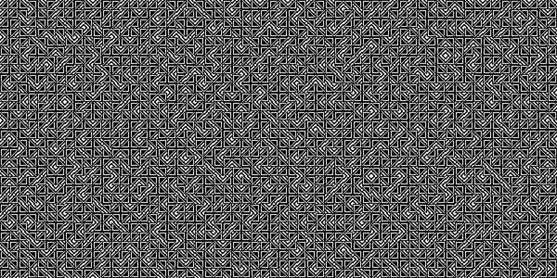 A black and white abstract background with a geometric pattern of complex, interlocking lines. This monochromatic image creates a labyrinthine texture. vector