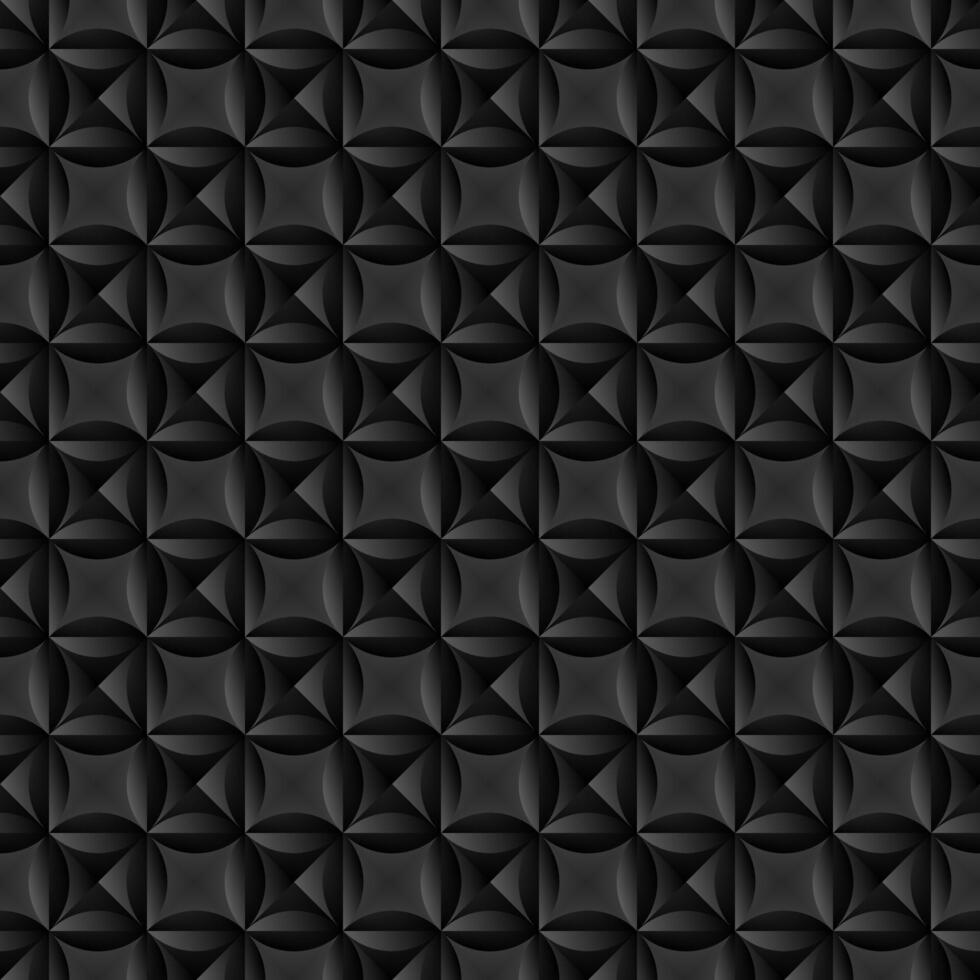 Dark, monochrome geometric pattern with seamless texture. The repeating background uses a gray and black 3d texture with a modern effect. vector
