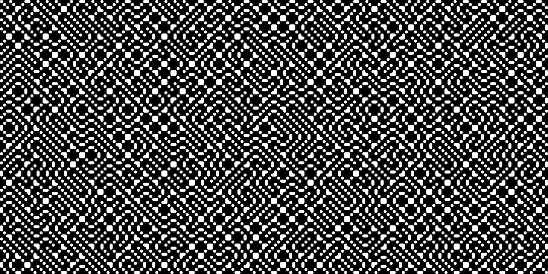 A black and white abstract background with a geometric pattern of complex, interlocking lines. The intricate network resembles a maze or circuit board. vector