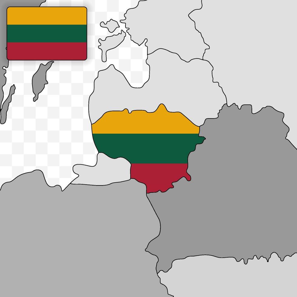 Map highlighting Lithuania in Europe vector