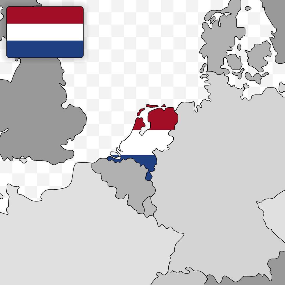 Map showing Netherlands and its flag vector