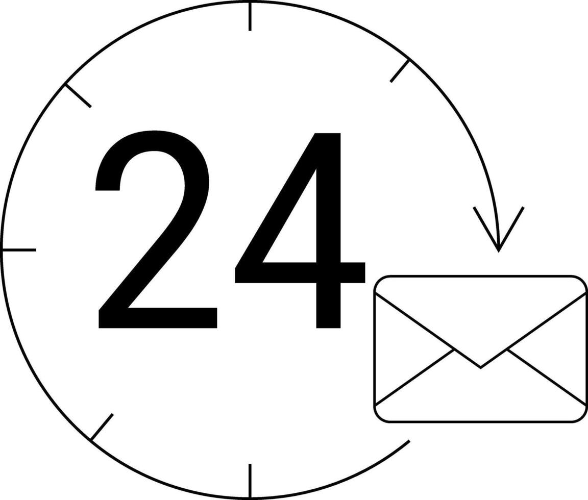 24 hour icon and message icon with white background vector