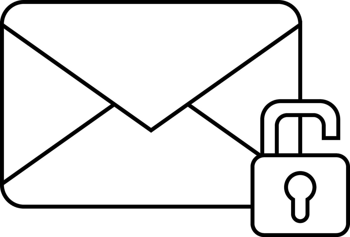 message icon and open padlock icon with white background vector