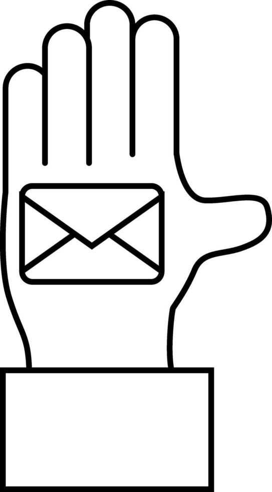 hand icon carrying a message on a white background vector
