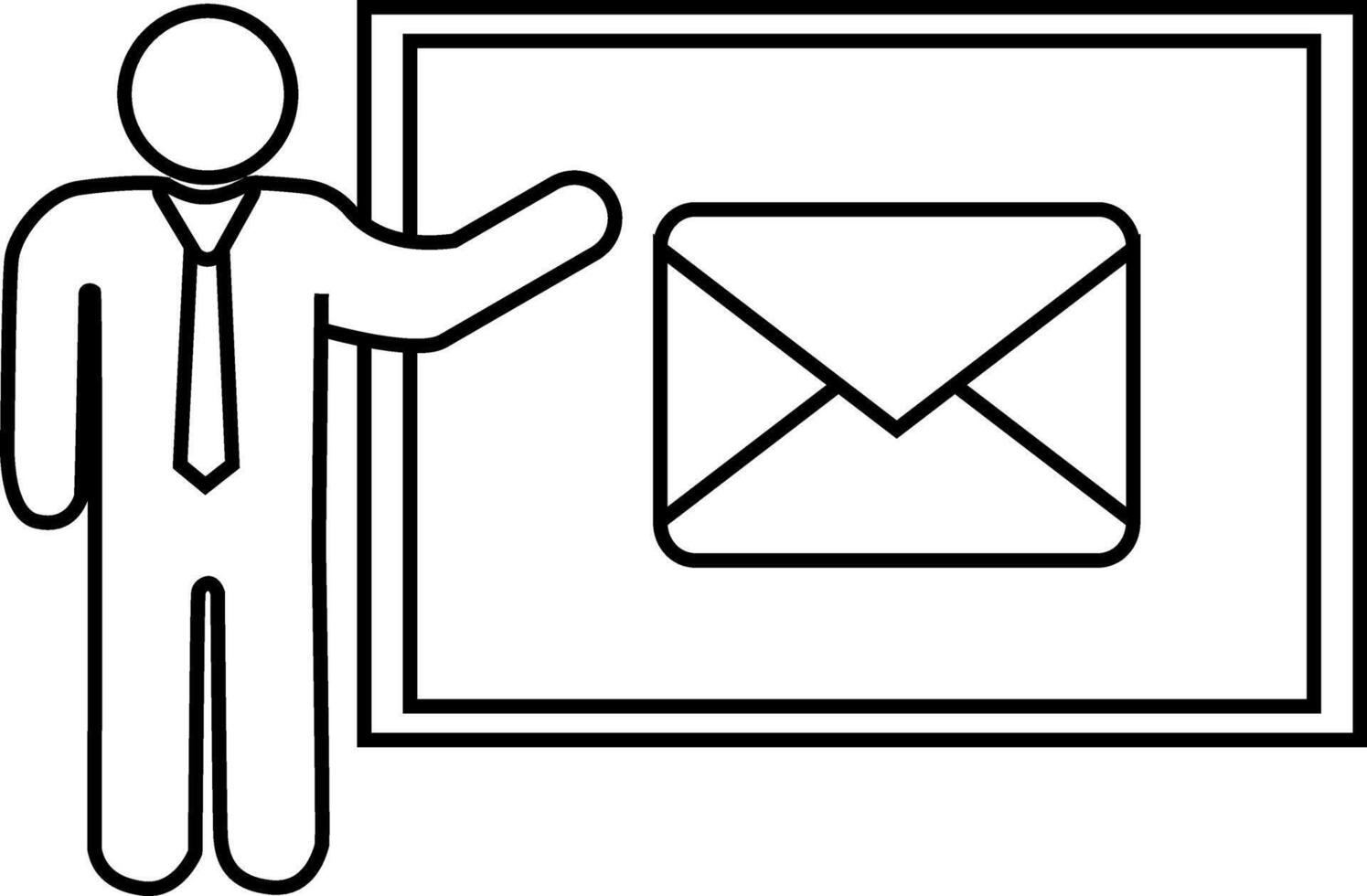 icon of a person presenting on a monitor and a message icon with a white background vector