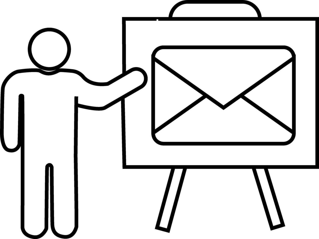 icon of person presenting and icon of message with white background vector