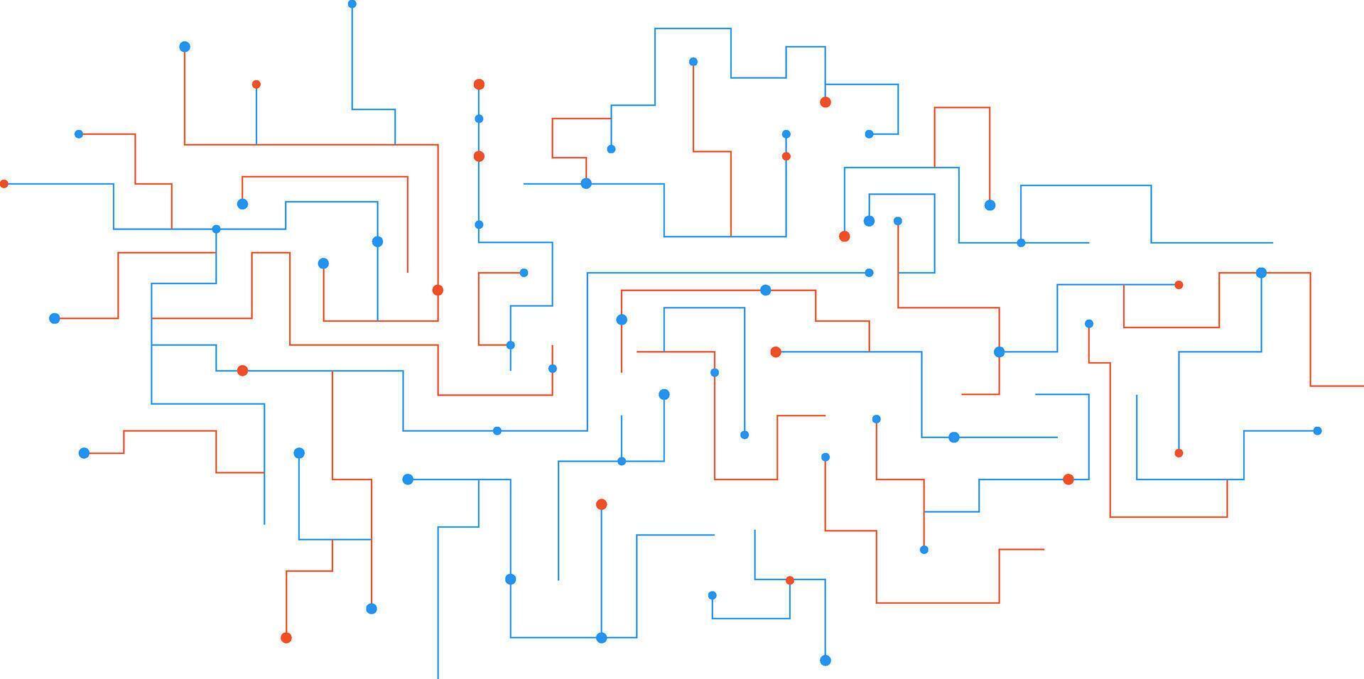 Abstract dots and line connection on white background. Digital technology concept with motherboard texture vector