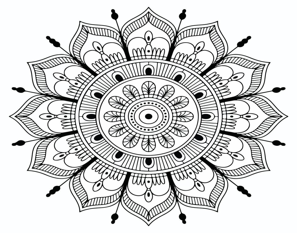 Abstract digital floral pattern with a circular mandala flower design and round ornamental texture vector