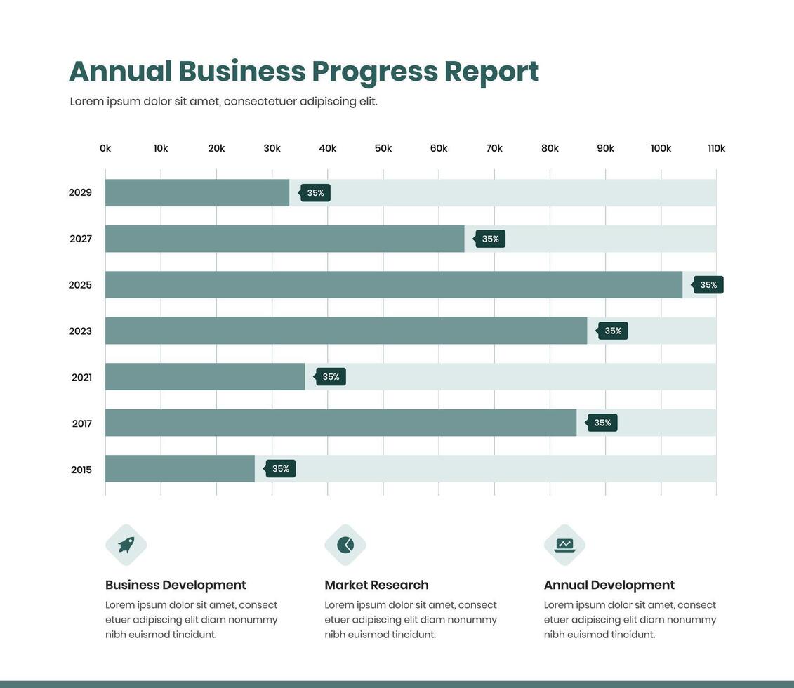 Data presentation simple monochromatic horizontal bar chart design with data visualization vector