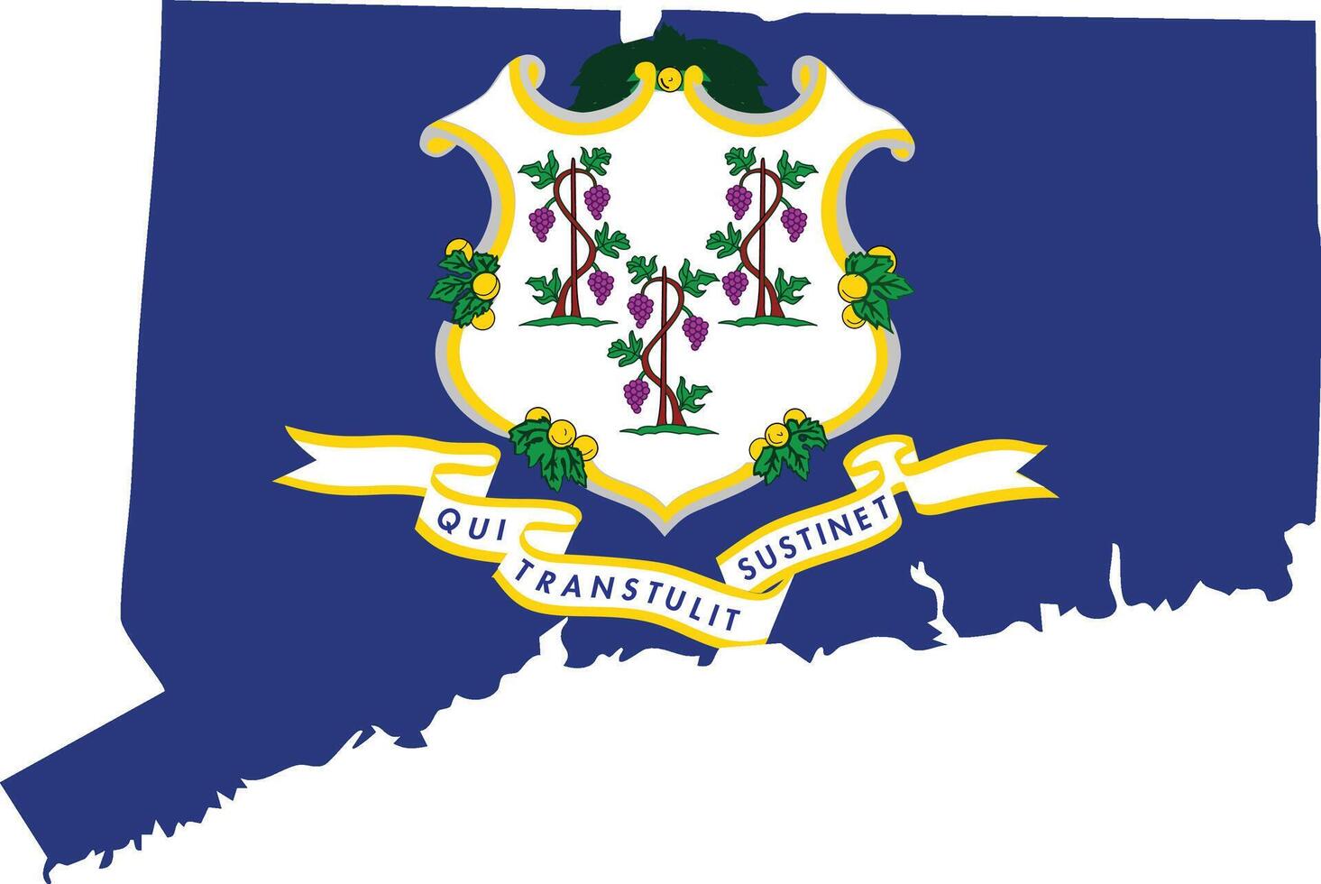 Connecticut flag map, map of Connecticut with flag fill, Connecticut map with USA flag, Connecticut state map with flag design vector