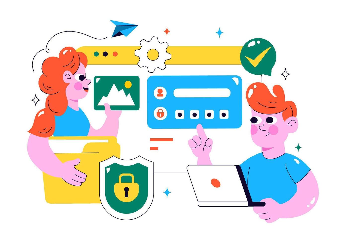 Digital security and data management graphic vector