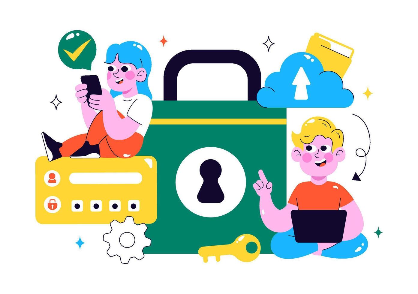 Illustration of online security practices vector