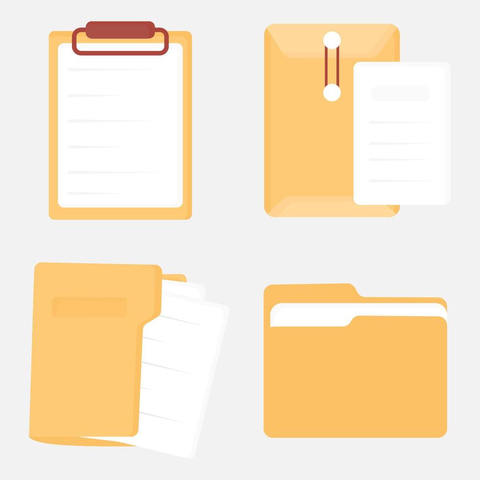Illustration of Document Icons with Clipboard File Folder Envelope and Archive Suitable for Office Administration Presentation Business Template Education Organization and Data Management Design vector