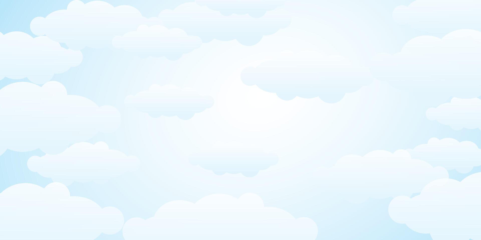 Fluffy clouds in a bright blue sky vector