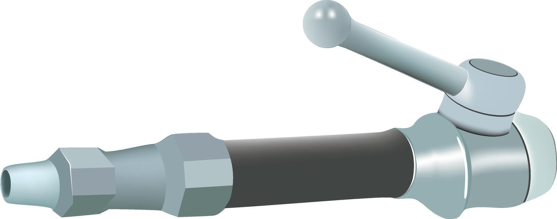 Water faucet with lever handle connecting to a hose for irrigation vector