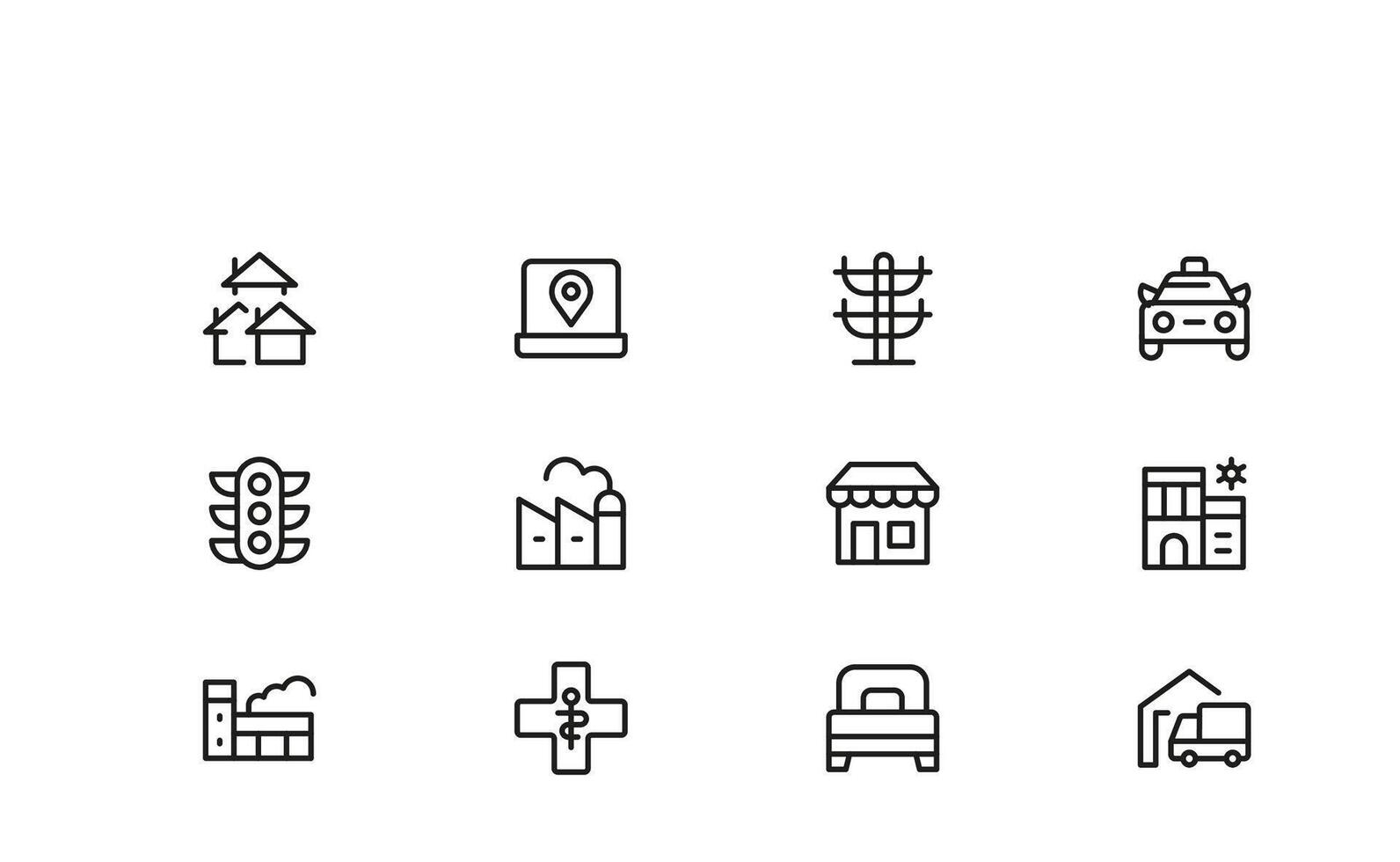 With only a few design components, this professional modern line icon set for infrastructure offers exceptional usability and clear visual vector
