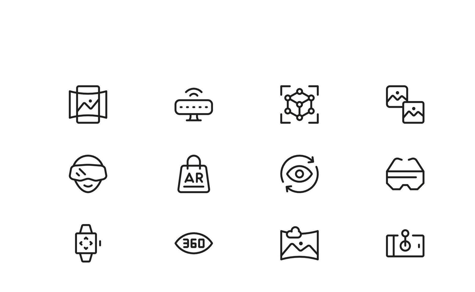 VR and AR Experience Icons A Fresh SDigital Interfaces, and Augmented and Virtual Reality vector