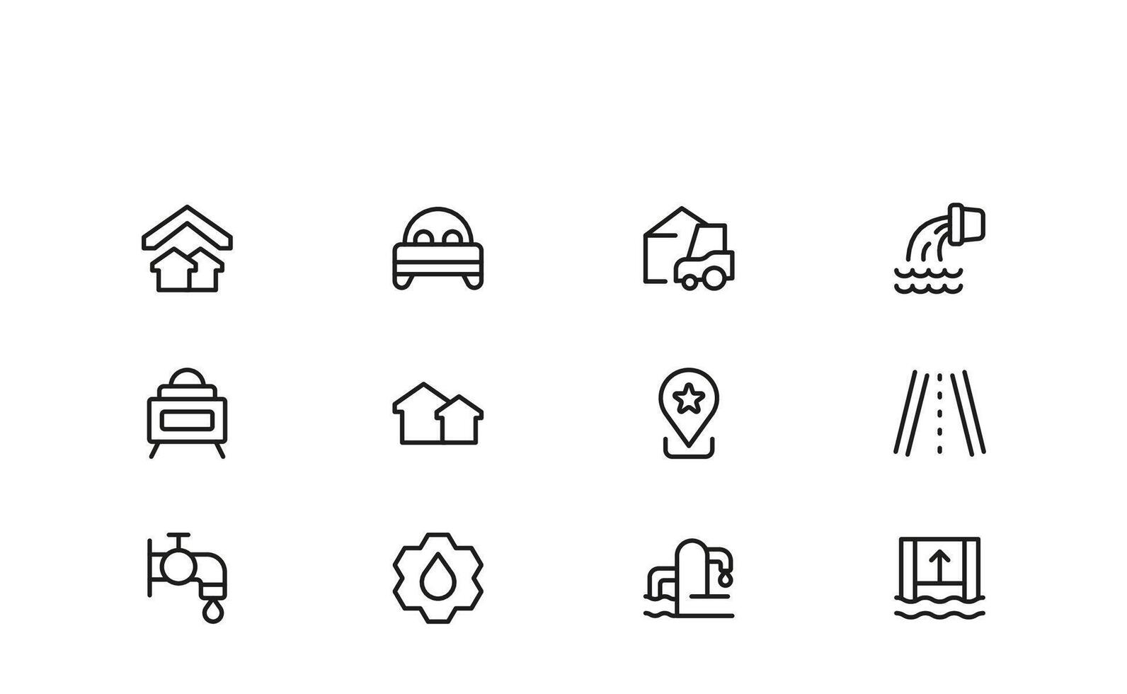 With only a few design components,professional modern line icon set for infrastructure offers exceptional usability and clear visual representation. vector