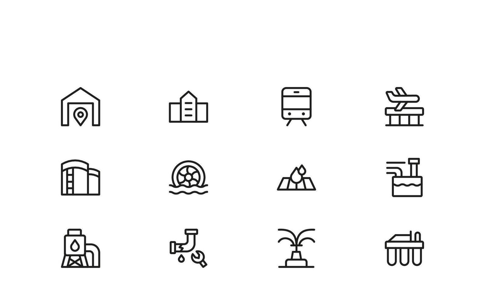 With only a few design components, this professional modern line icon set for infrastructure offers exceptional usability and clear vector