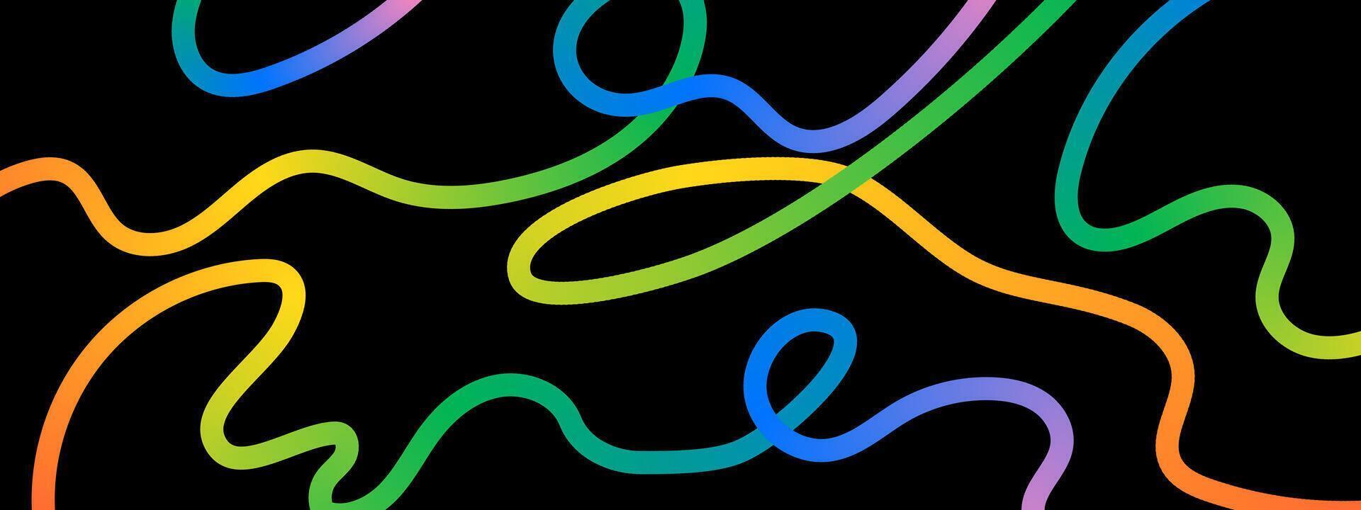 Abstract rainbow spiral line background. Colorful swirls and twisty shapes with vibrant gradient blends. Squiggly elements. vector