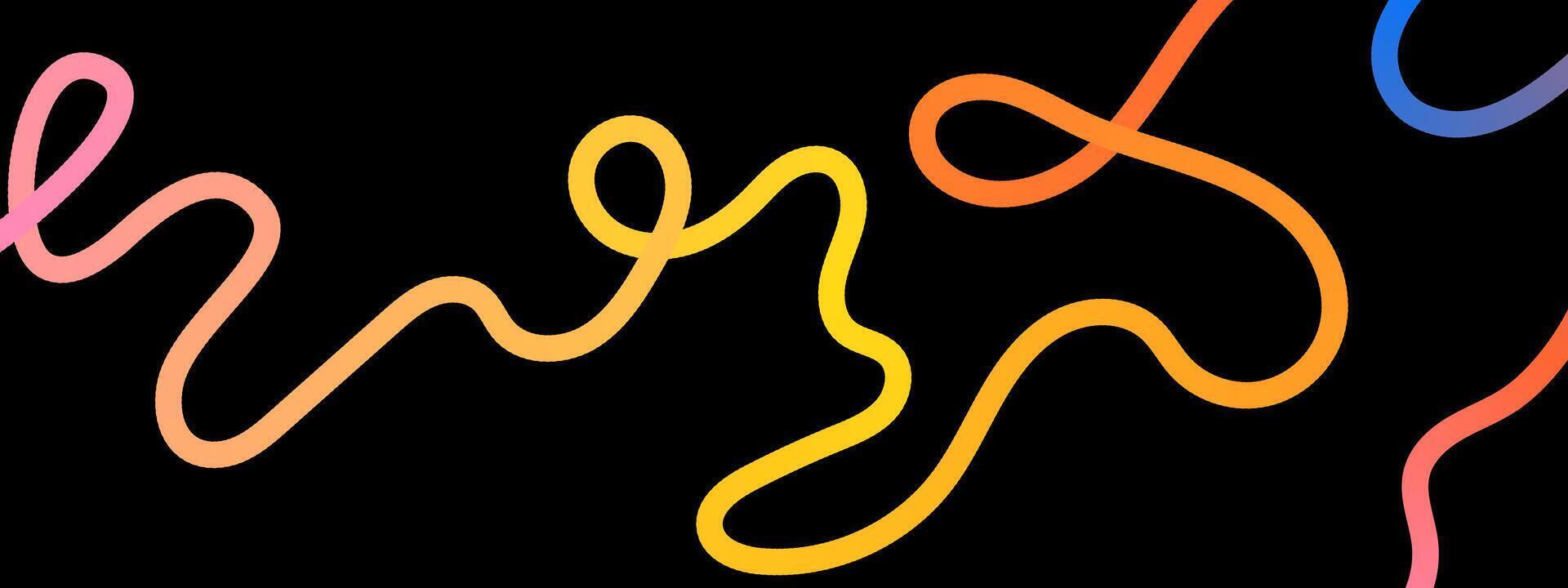 Fluid gradient line background. Rainbow loops and curved lines. Squiggly elements. vector