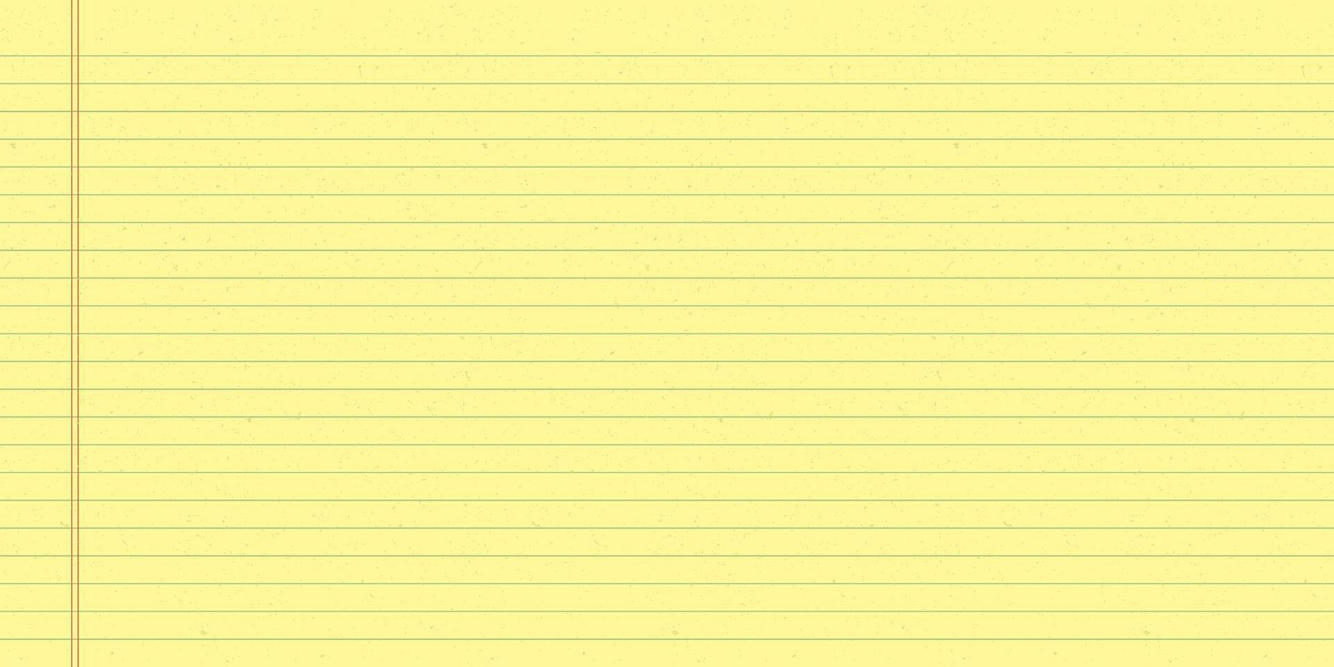 Yellow legal pad with horizontal lines and empty space for writing. Lined notebook sheet with classic school ruled design. vector