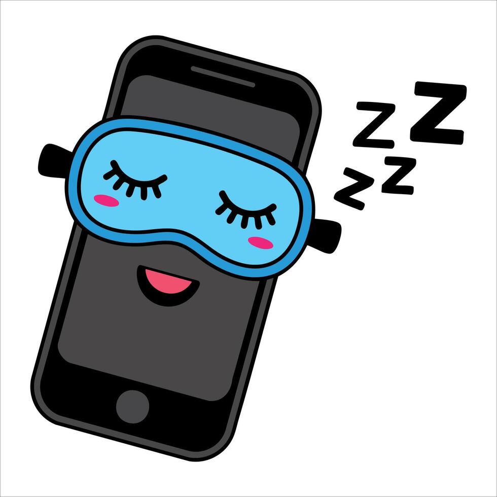 Colorful of smartphone with sleeping mask. Flat design for modern digital phone icon, ideal for apps, sleep, and web illustrations vector