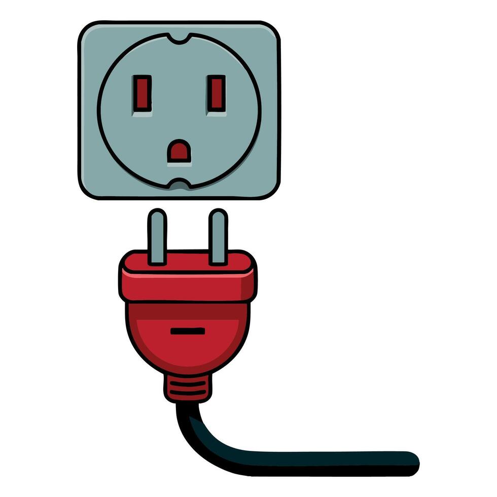 Flat design plug and socket icon cartoon isolated on white background ideal for mobile infographics web banner and electrical themed designs vector