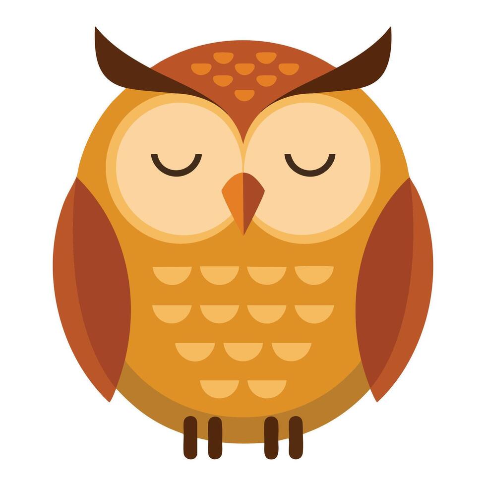 Flat icon of a sleeping little owl designed in style isolated on white background suitable for web elements advertising and game visuals vector
