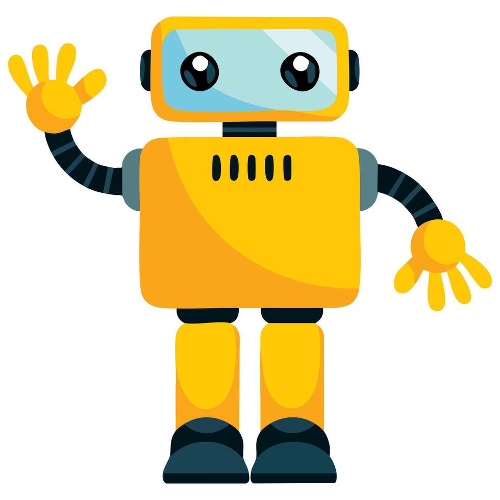 Flat style funny robot isolated on white background, perfect for robotics, cartoon, toy, and futuristic technology themed illustrations. vector