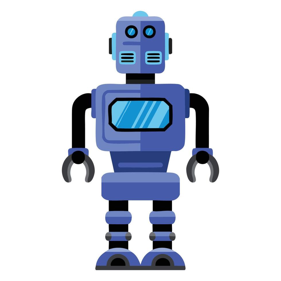 robot funny cartoon character in flat style isolated on white background. Ideal for children projects, games, technology, and creative futuristic visuals. vector