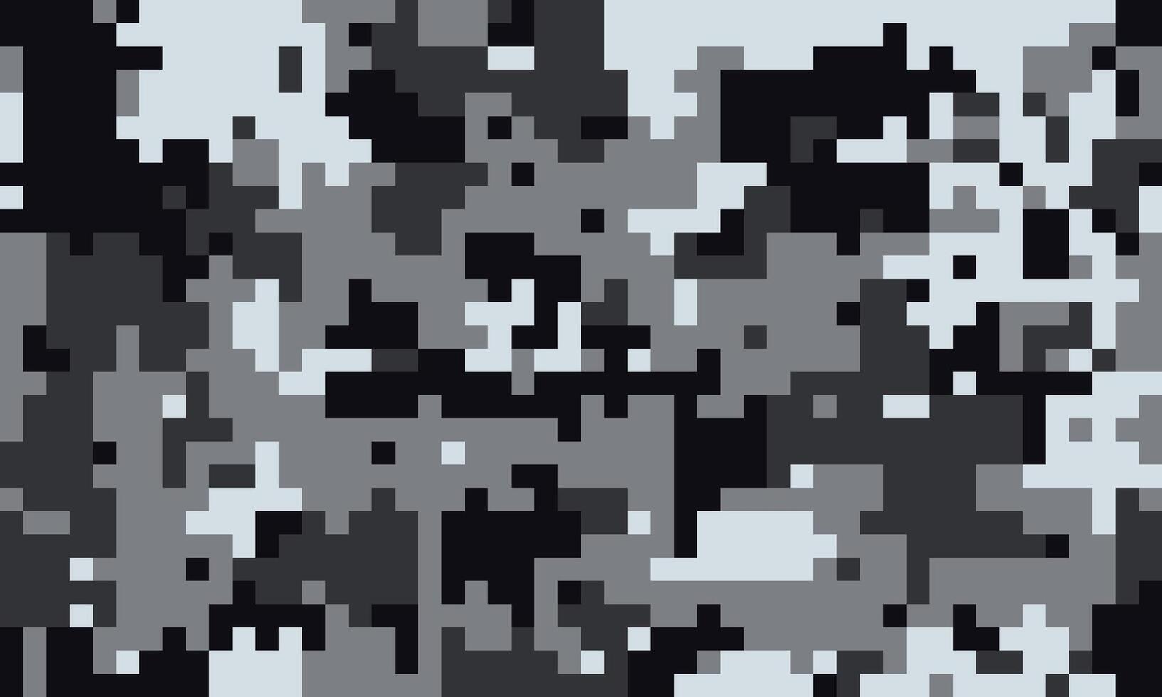 Abstract grayscale pixel art background. Ideal for tech, modern design, or gaming projects. The digitized camouflage pattern evokes themes of secrecy, technology, and digital disruption. vector