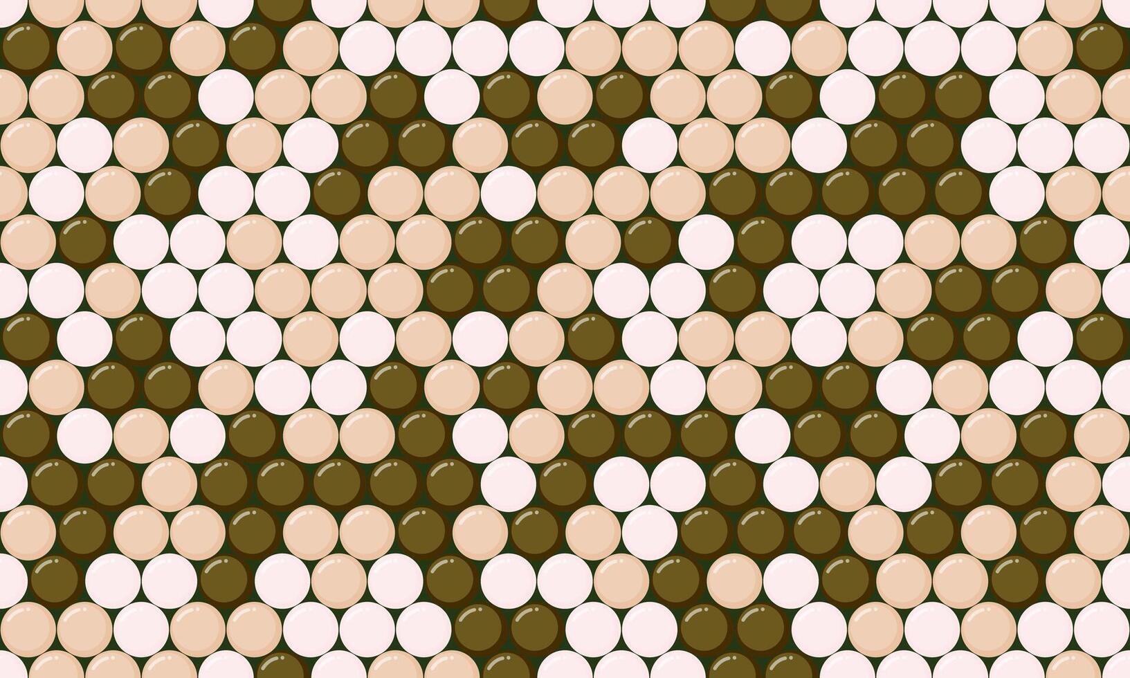 Abstract geometric pattern of beige, white, and olive green circles in a diagonal arrangement. Perfect for website backgrounds, textile designs, or modern graphic projects. vector