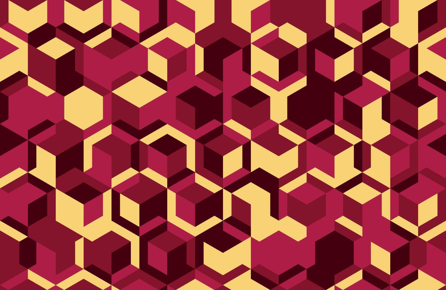 Abstract geometric seamless pattern. Dynamic interplay of burgundy and gold hues creates a modern, vibrant design. Ideal for backgrounds, textiles, or web design, conveying energy and sophistication. vector