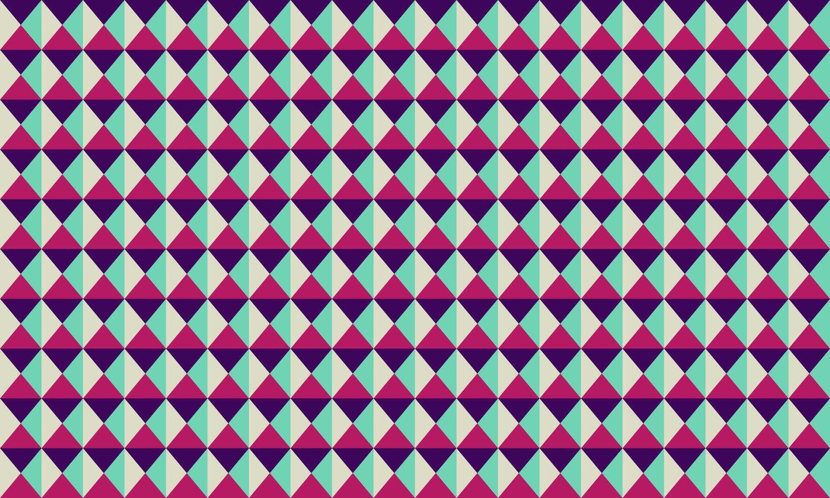 Vibrant geometric textile pattern featuring interlocking triangles in teal, pink, and purple. Perfect for backgrounds, website design, or print projects. vector