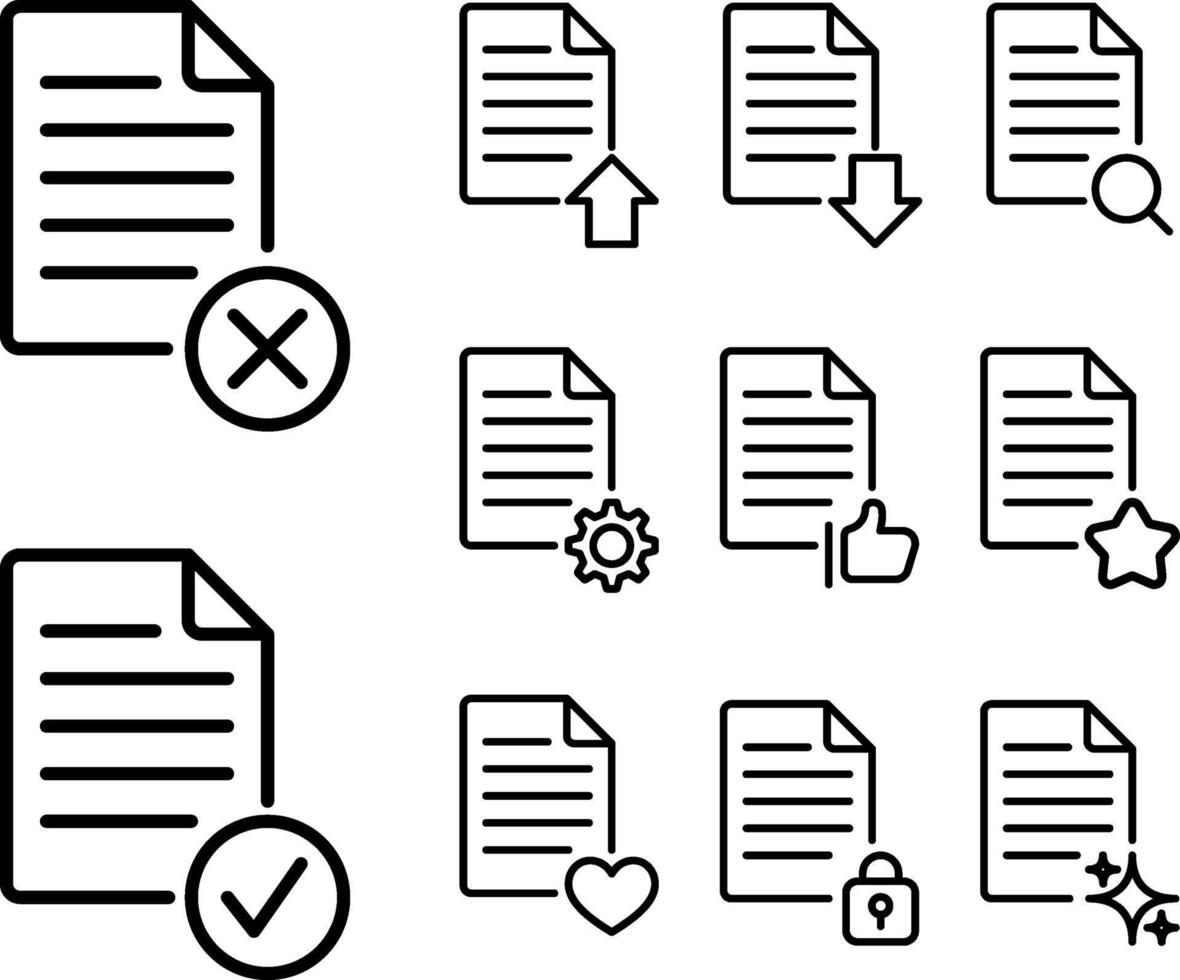 Clipboard icon with checkmark on document and paper sheet symbol showing check mark and cross sheet illustration vector