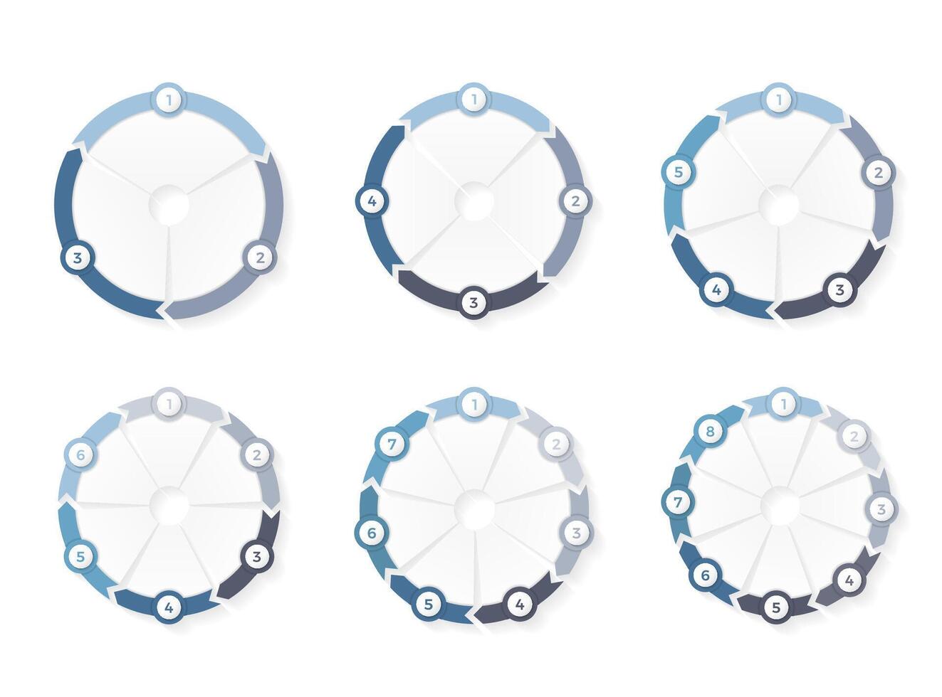Circle arrows with numbers, infographics templates for circle diagrams vector