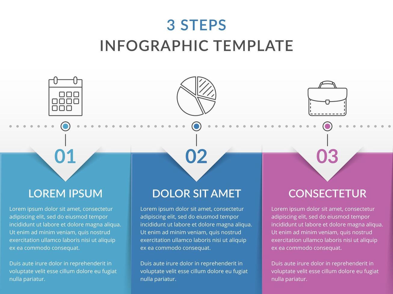 Infographic template with 3 steps, workflow, process chart, timeline vector