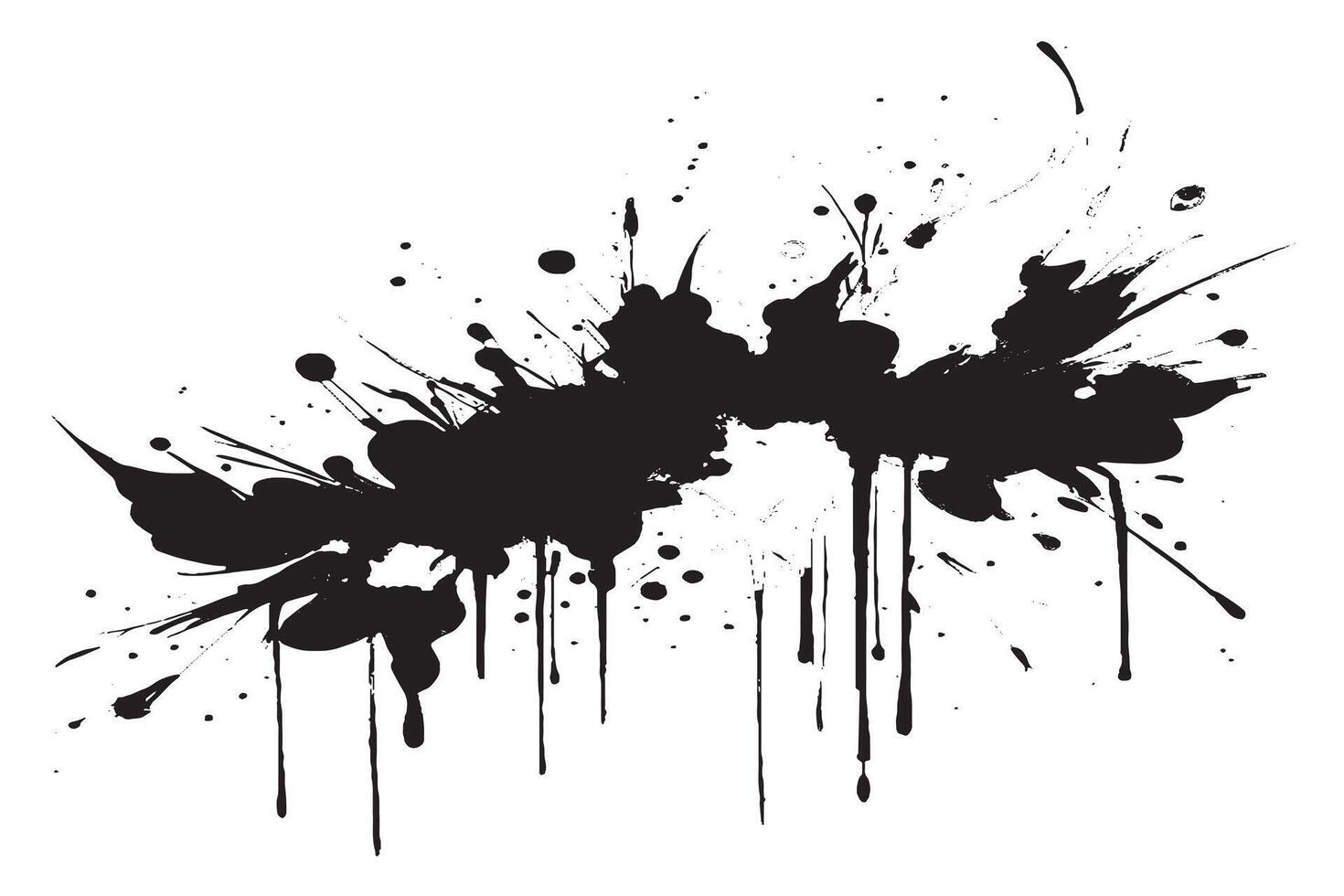 High resolution black ink splatter grunge texture background with dripping paint stains and abstract spray design. Perfect for posters, flyers, digital art, and creative graphic design projects. vector