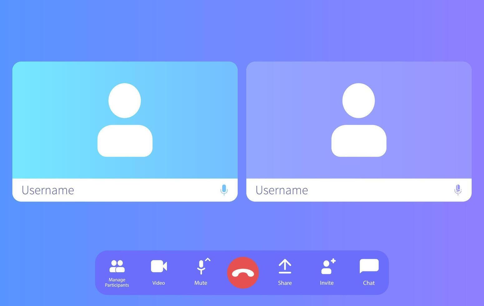 Display of a digital meeting interface with users present. vector