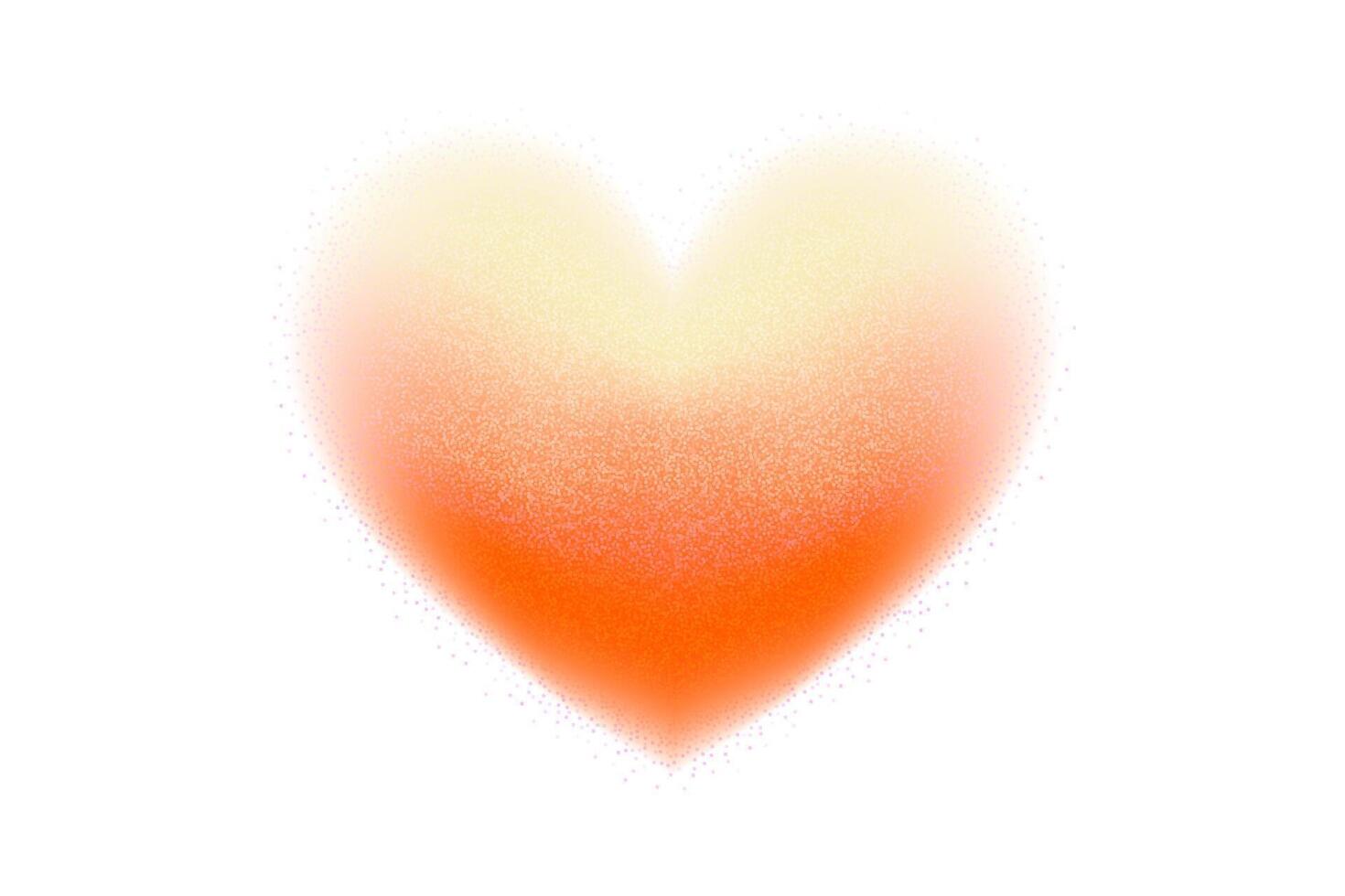 Orange abstract hearts with smooth colour transitions and trendy Y2K aesthetics. Grainy, noise shapes blurred with a light, airy aura. vector