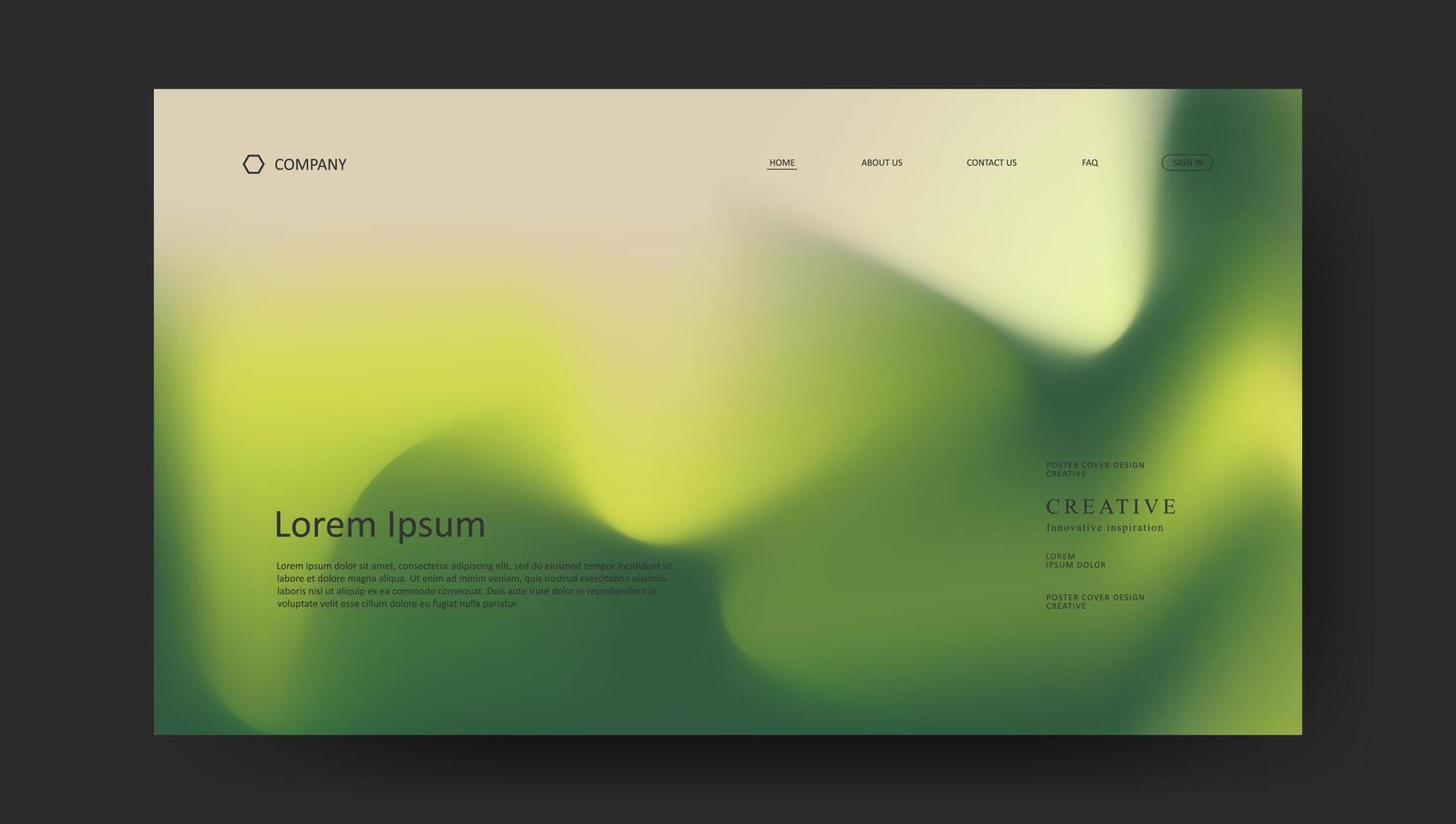 Abstract fluid gradient design of landing page. retro concept website design vector