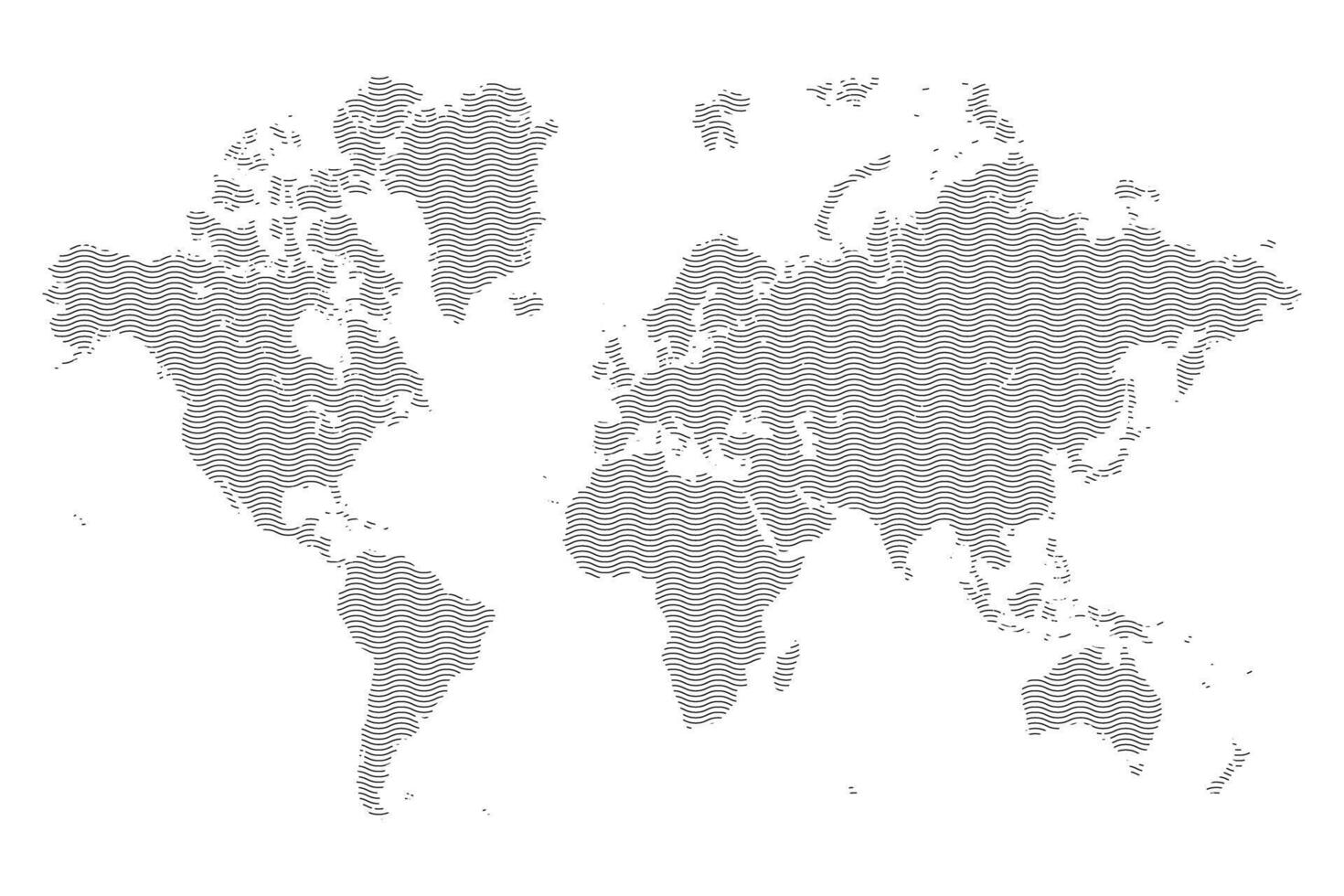 world map with wavy effect lines texture vector