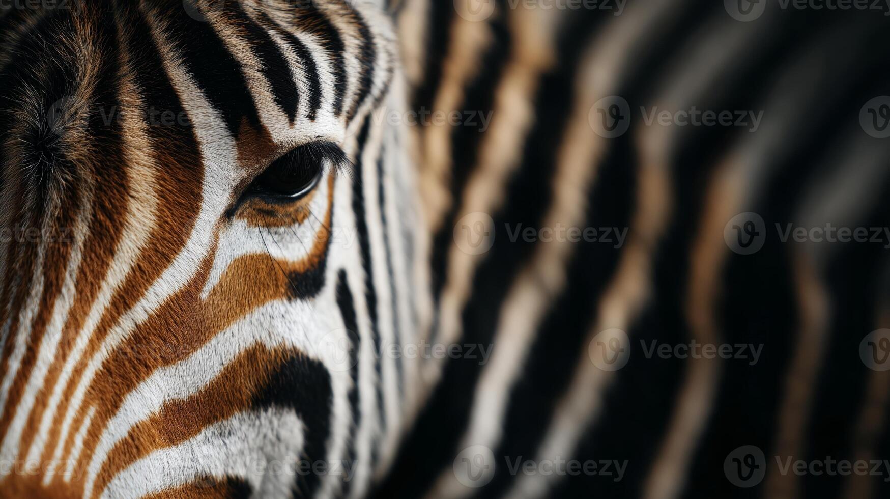Close-up of a zebra's face showcasing striking patterns and textures in a natural environment during daylight hours photo