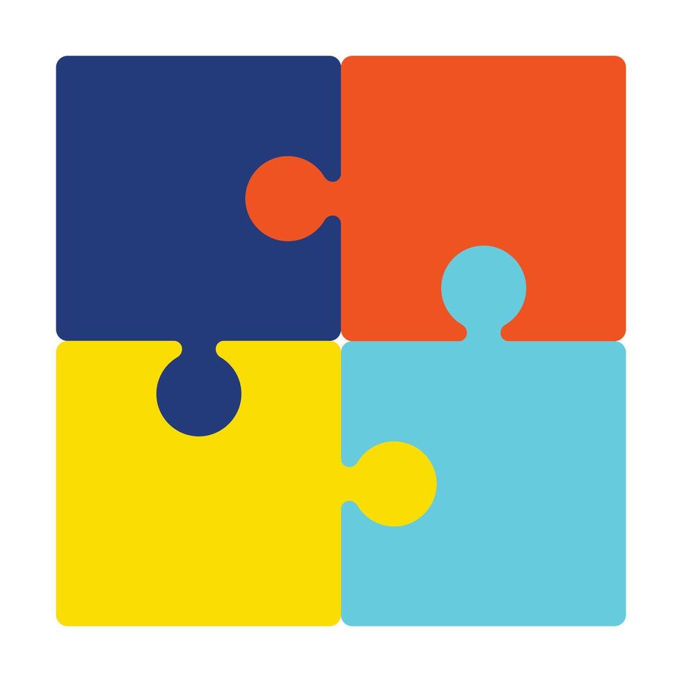 Teamwork and collaboration symbol in flat design,Simple jigsaw puzzle graphic with four parts vector